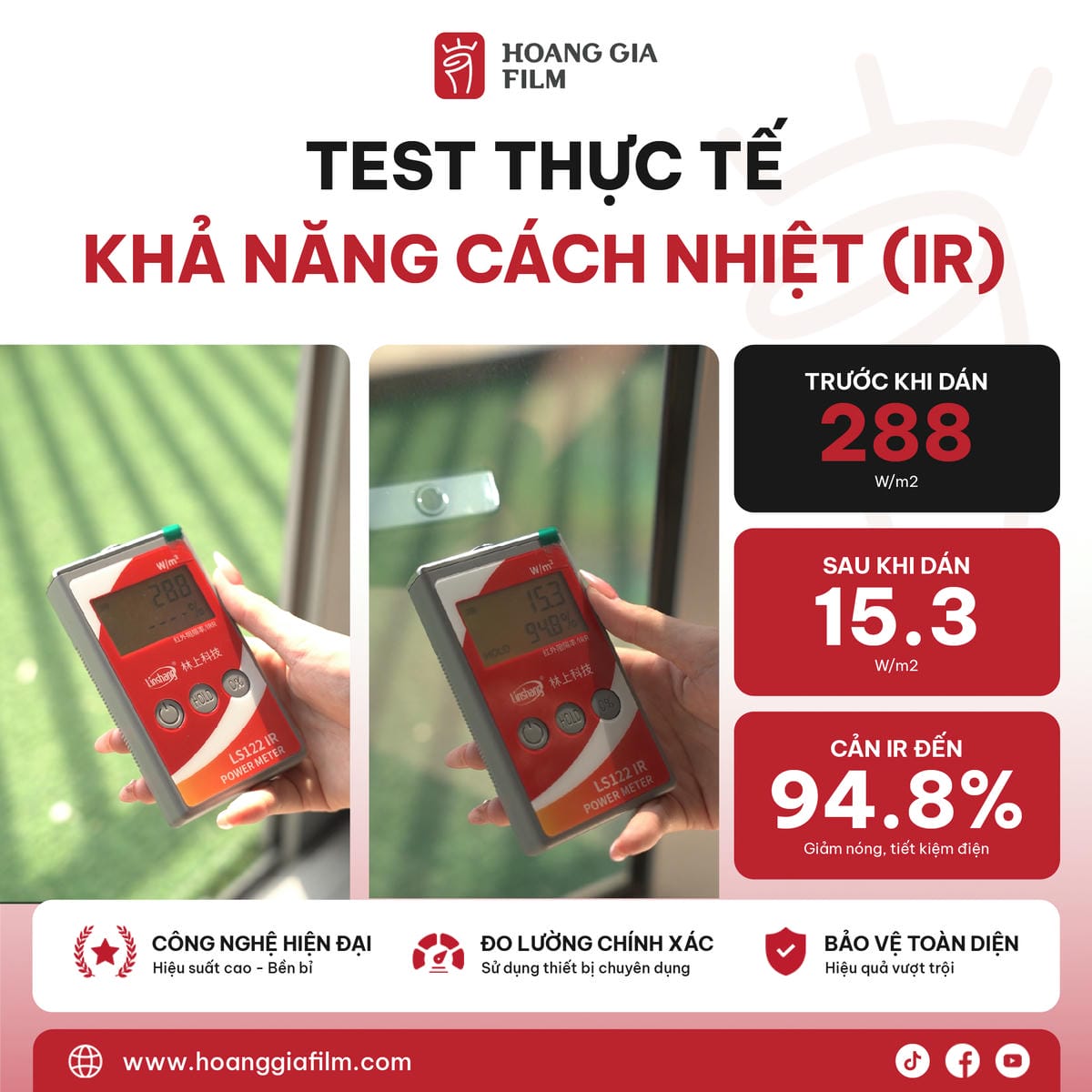 Test khả năng cách nhiệt hồng ngoại IR phim cách nhiệt